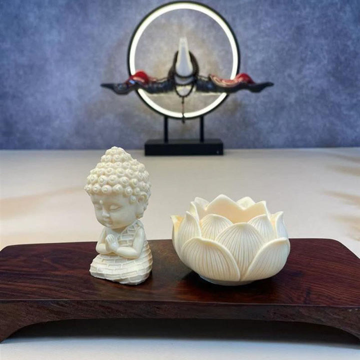 Buddha Stonesミニアイボリーフルーツ如来仏蓮観音観音文殊菩薩サマンタバドラ静寂デスク装飾