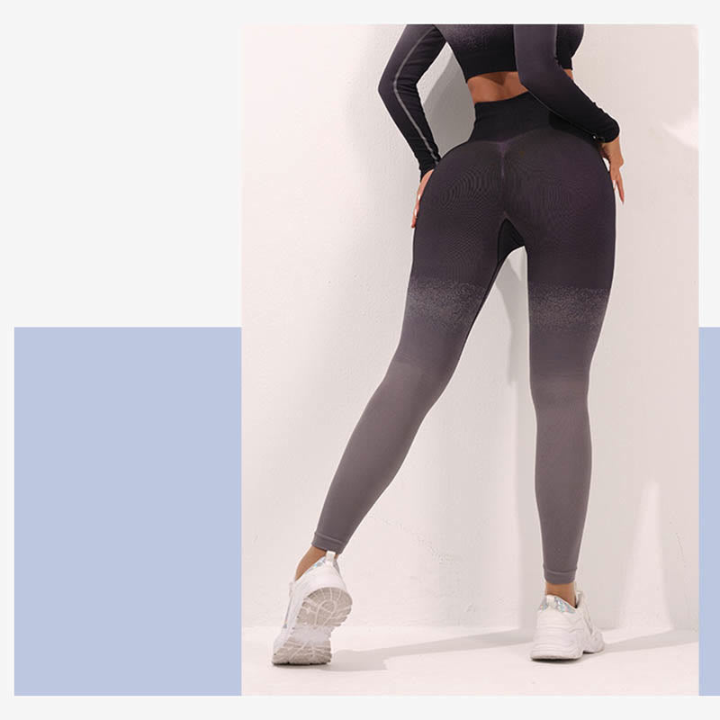 Buddha StonesグラデーションロングスリーブクロップトップTシャツブラレギンスパンツフィットネスヨガウェア - image 17