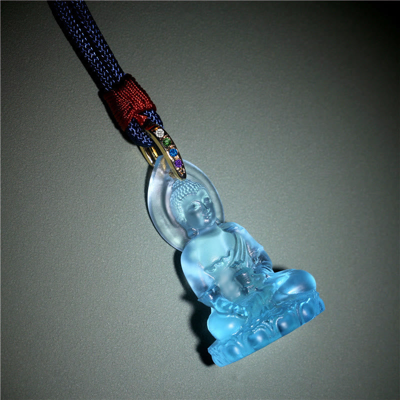 Buddha Stonesブルー 如来仏 薬師如来 瑠璃水晶 静寂のお守り ネックレス ペンダント - image 3