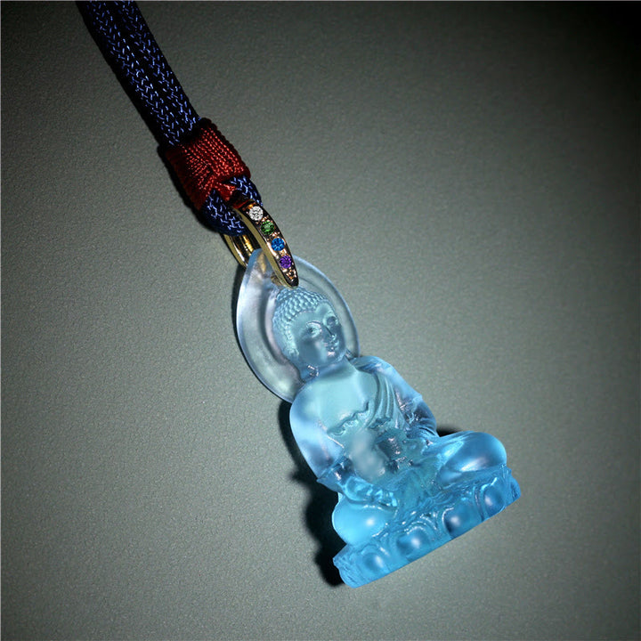 Buddha Stonesブルー 如来仏 薬師如来 瑠璃水晶 静寂のお守り ネックレス ペンダント - image 3
