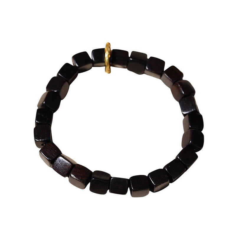 Buddha Stonesチベット黒檀 スクエアビーズ 平和 穏やか ブレスレット