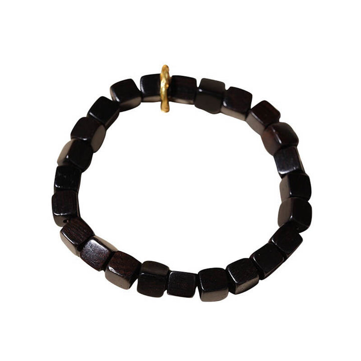 Buddha Stonesチベット黒檀 スクエアビーズ 平和 穏やか ブレスレット