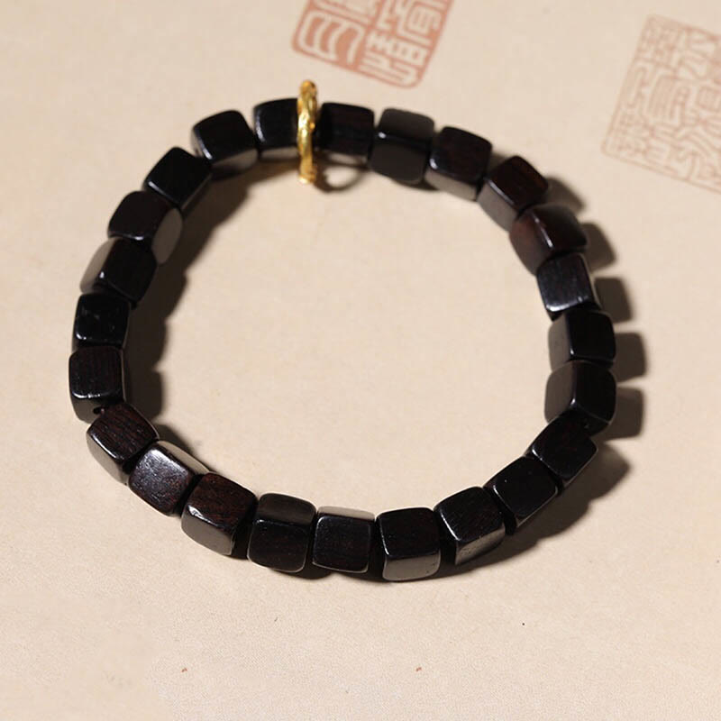 Buddha Stonesチベット黒檀 スクエアビーズ 平和 穏やか ブレスレット