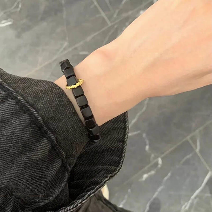 Buddha Stonesチベット黒檀 スクエアビーズ 平和 穏やか ブレスレット