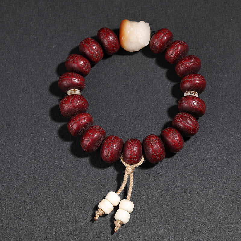 Buddha Stonesチベット菩提樹シードビーズ 踊る獅子 幸運のブレスレット 手首用Mala
