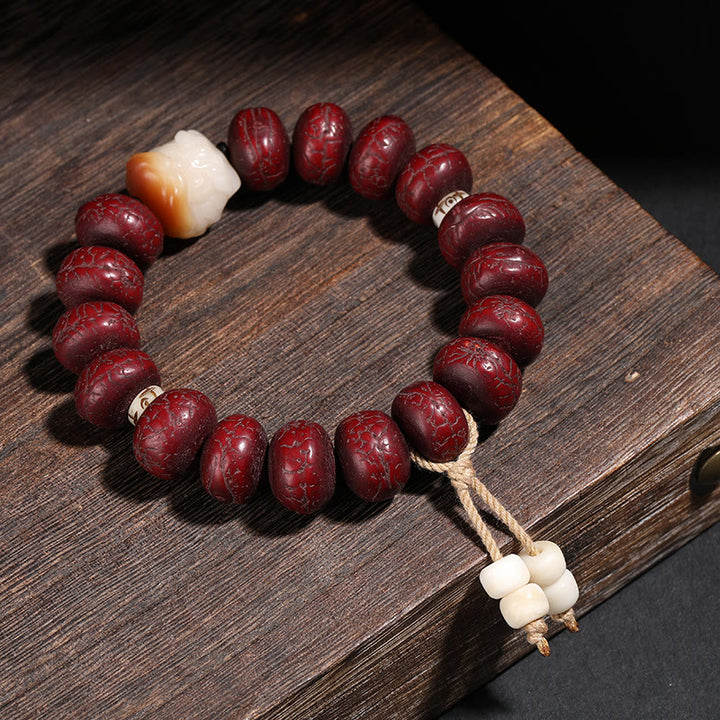 Buddha Stonesチベット菩提樹シードビーズ 踊る獅子 幸運のブレスレット 手首用Mala
