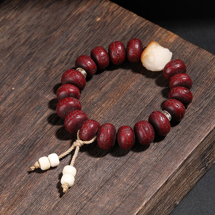 Buddha Stonesチベット菩提樹シードビーズ 踊る獅子 幸運のブレスレット 手首用Mala