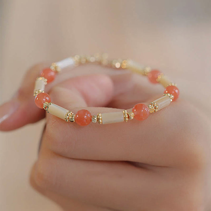 Buddha Stonesシャコガイ石 赤瑪瑙 和田翡翠 祝福ブレスレット
