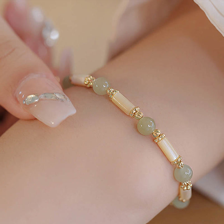 Buddha Stonesシャコガイ石 赤瑪瑙 和田翡翠 祝福ブレスレット