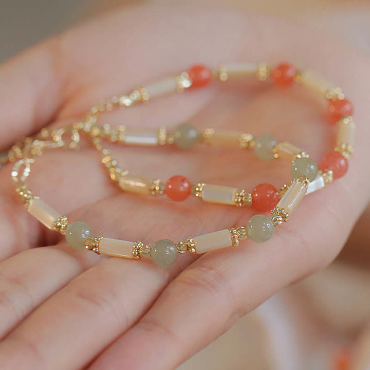 Buddha Stonesシャコガイ石 赤瑪瑙 和田翡翠 祝福ブレスレット