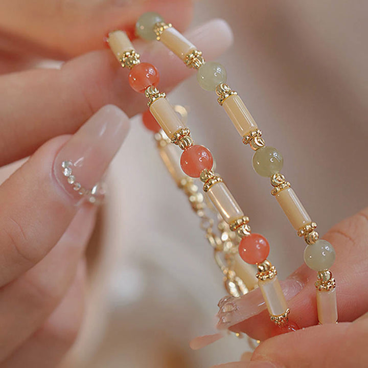 Buddha Stonesシャコガイ石 赤瑪瑙 和田翡翠 祝福ブレスレット