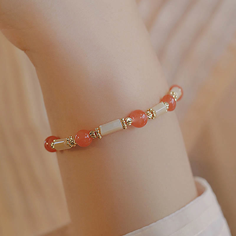 Buddha Stonesシャコガイ石 赤瑪瑙 和田翡翠 祝福ブレスレット