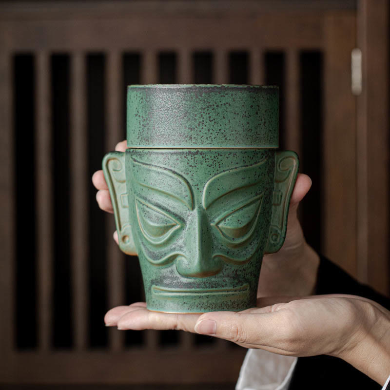Buddha Stones青銅器時代の遺物 三星堆面 三星塚 陶器製 癒しの香炉