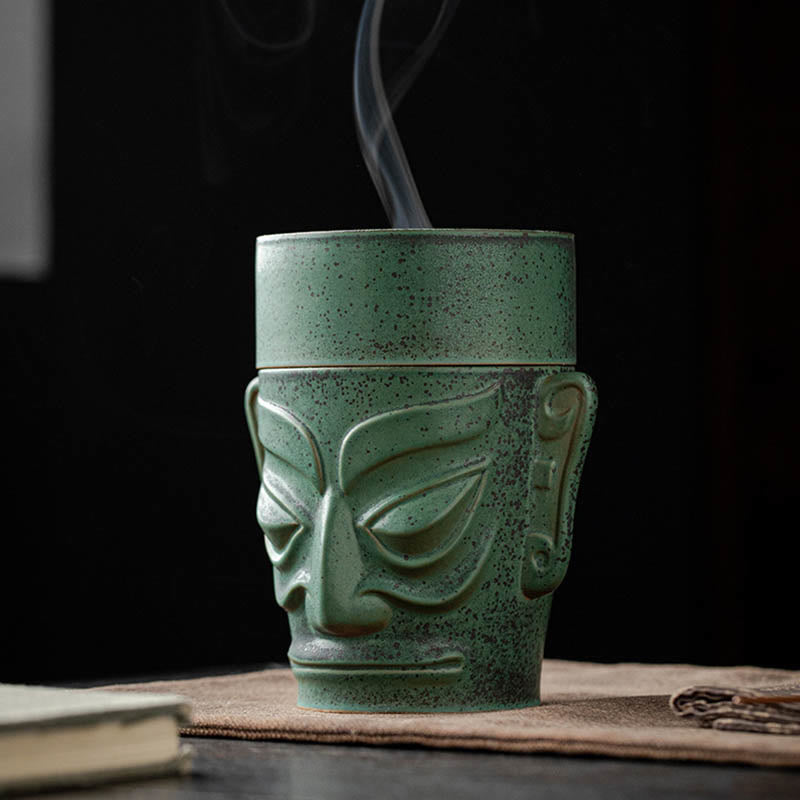 Buddha Stones青銅器時代の遺物 三星堆面 三星塚 陶器製 癒しの香炉