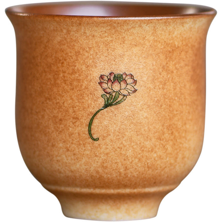 Buddha Stones小型 敦煌 フレスコ画 蓮 陶器 ティーカップ カンフー ティーカップ 90ml