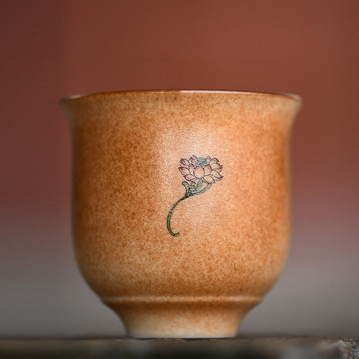 Buddha Stones小型 敦煌 フレスコ画 蓮 陶器 ティーカップ カンフー ティーカップ 90ml