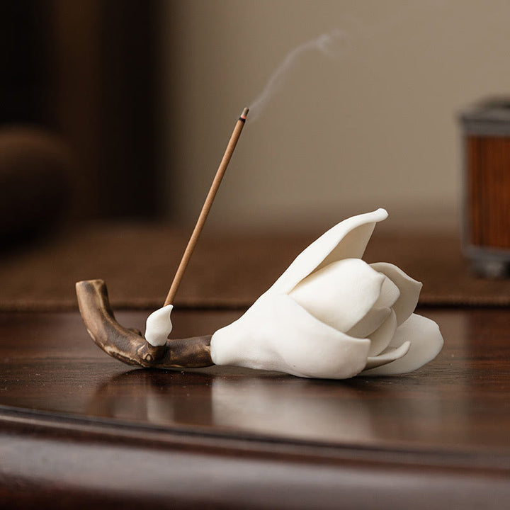 Buddha Stonesクチナシの花模様 陶器 癒し 香炉 装飾
