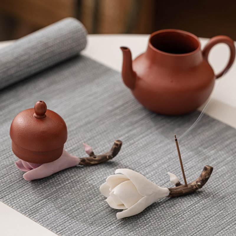 Buddha Stonesクチナシの花模様 陶器 癒し 香炉 装飾