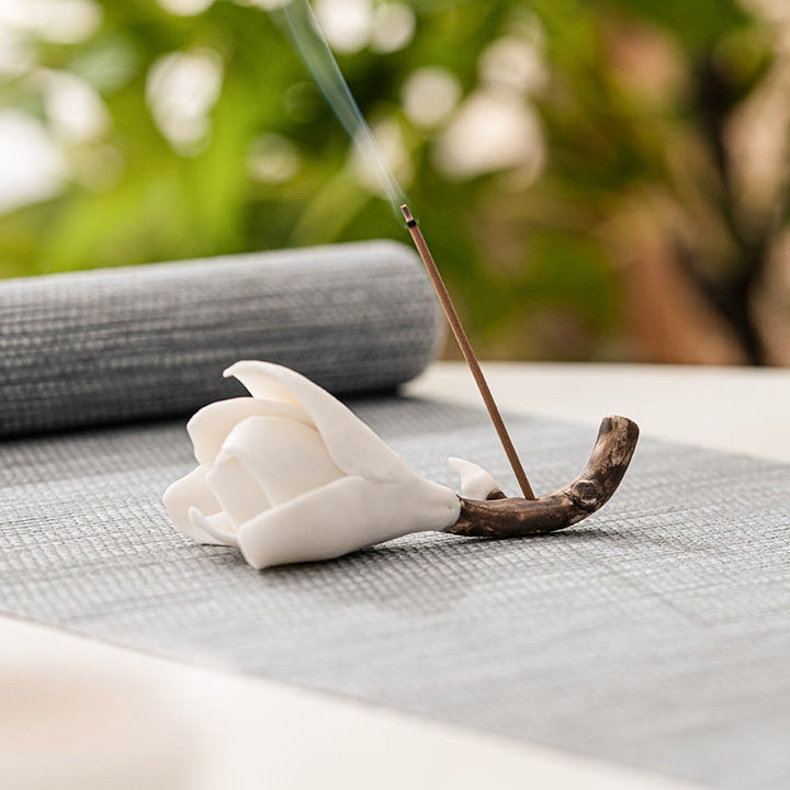 Buddha Stonesクチナシの花模様 陶器 癒し 香炉 装飾