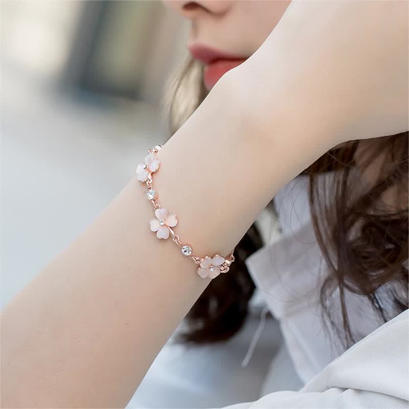 Buddha Stonesピンククリスタル 四つ葉のクローバー ラブチェーンブレスレット - image 9