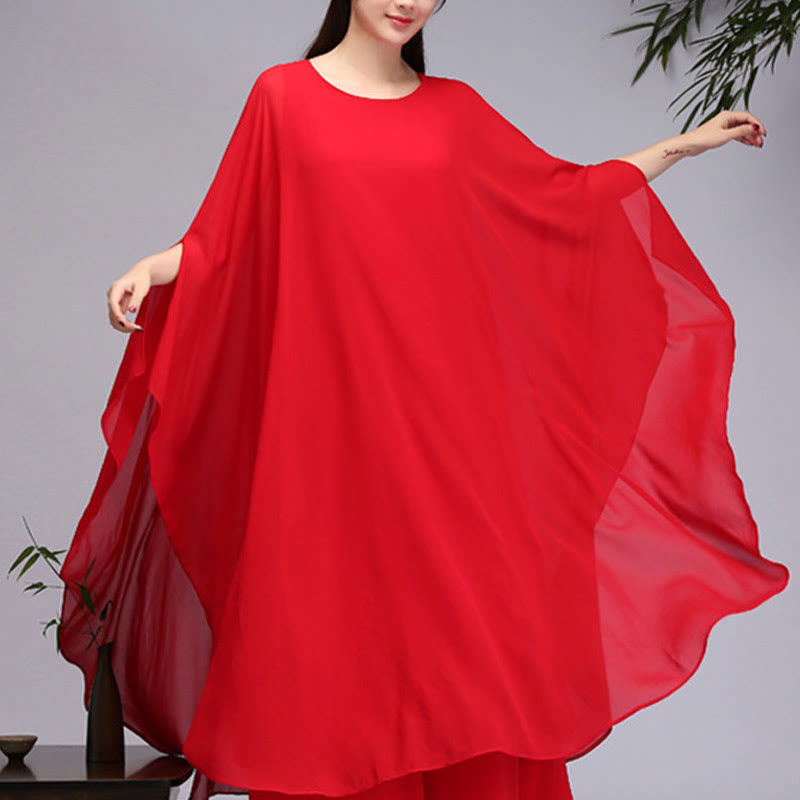 Buddha Stonesのシンプルな柄のミディドレス、ワイドレッグパンツ、瞑想、スピリチュアル、禅の練習、ヨガ、ダンスウェア - 赤 - ミディドレス（ドレスのみ） - US8-10，UK/AU12-14，EU40-42 (2XL) - image 14