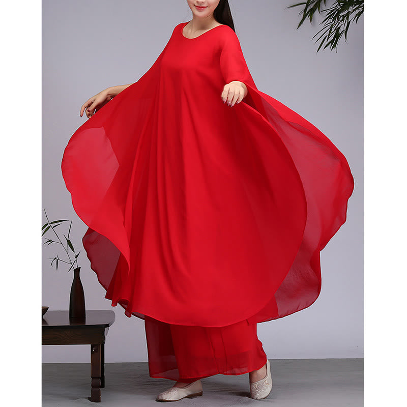 Buddha Stonesのシンプルな柄のミディドレス、ワイドレッグパンツ、瞑想、スピリチュアル、禅の練習、ヨガ、ダンスウェア - image 13