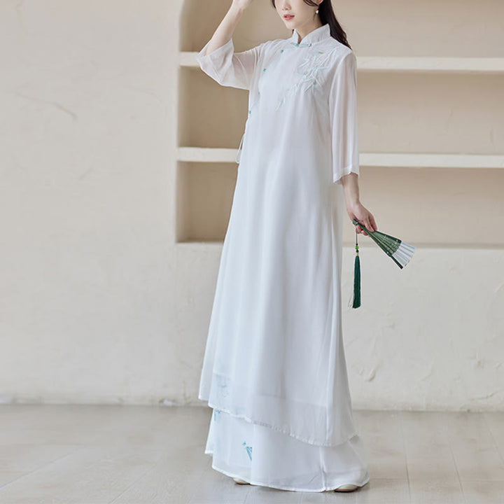 Buddha Stonesの竹製チャイナドレス ミディドレス ワイドレッグパンツ 瞑想 スピリチュアル 禅 練習着 - image 4