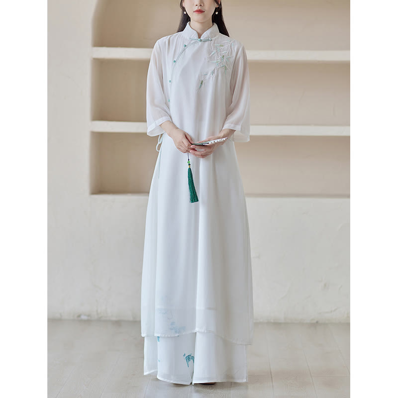 Buddha Stonesの竹製チャイナドレス ミディドレス ワイドレッグパンツ 瞑想 スピリチュアル 禅 練習着 - image 5
