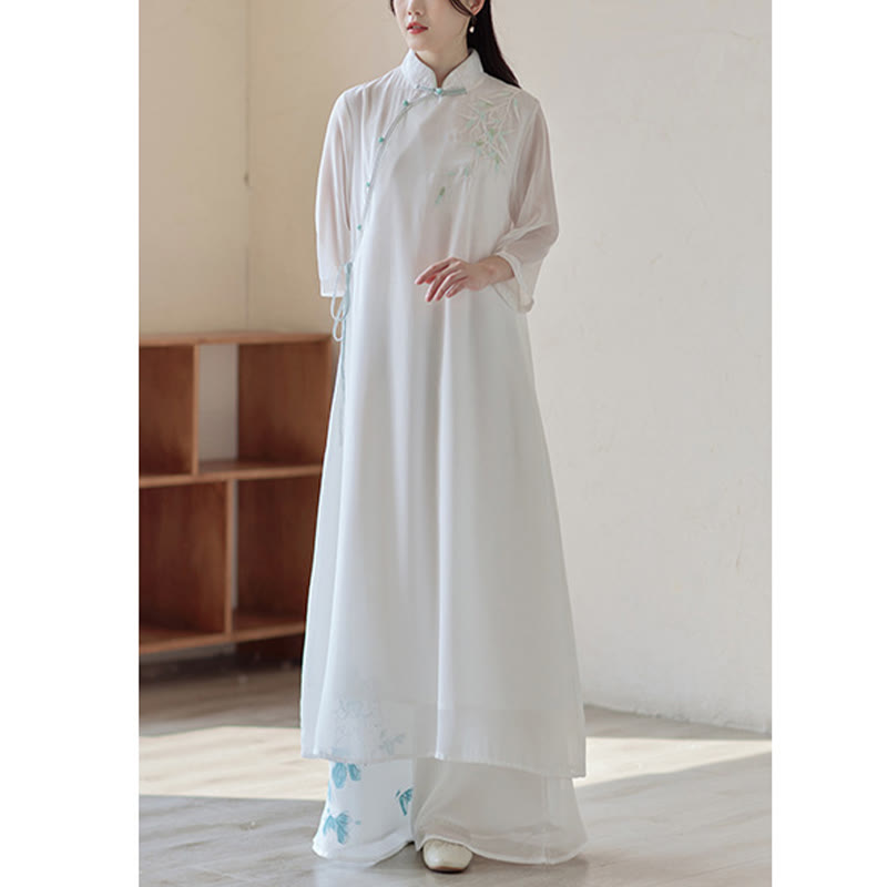 Buddha Stonesの竹製チャイナドレス ミディドレス ワイドレッグパンツ 瞑想 スピリチュアル 禅 練習着 - image 7