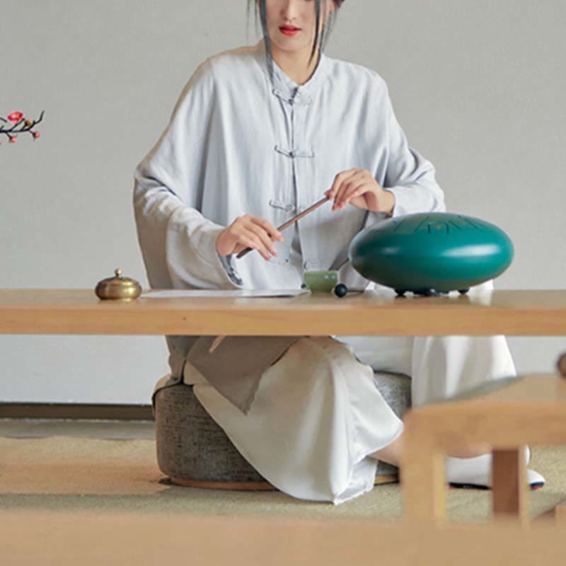 Buddha Stones無地 カエルボタンデザイン シャツ 禅 太極拳 瞑想用 トップス コットンリネン ジャケット - image 9