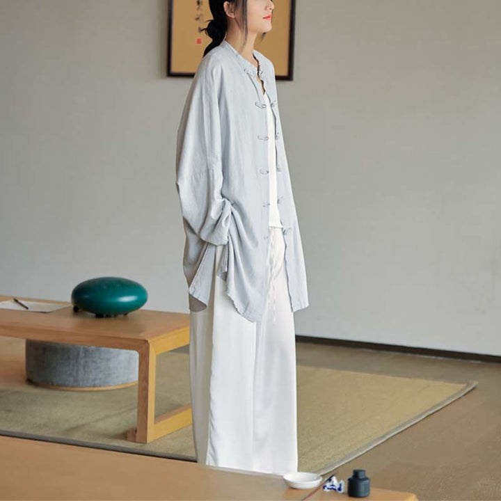 Buddha Stones無地 カエルボタンデザイン シャツ 禅 太極拳 瞑想用 トップス コットンリネン ジャケット - image 11