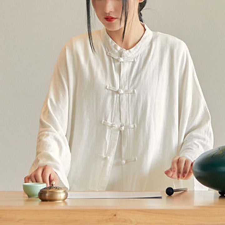 Buddha Stones無地 カエルボタンデザイン シャツ 禅 太極拳 瞑想用 トップス コットンリネン ジャケット - image 17