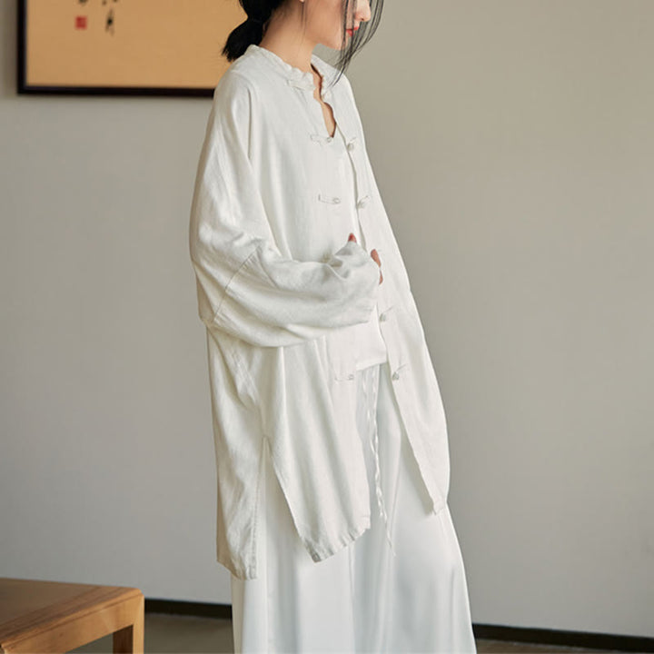 Buddha Stones無地 カエルボタンデザイン シャツ 禅 太極拳 瞑想用 トップス コットンリネン ジャケット - image 19