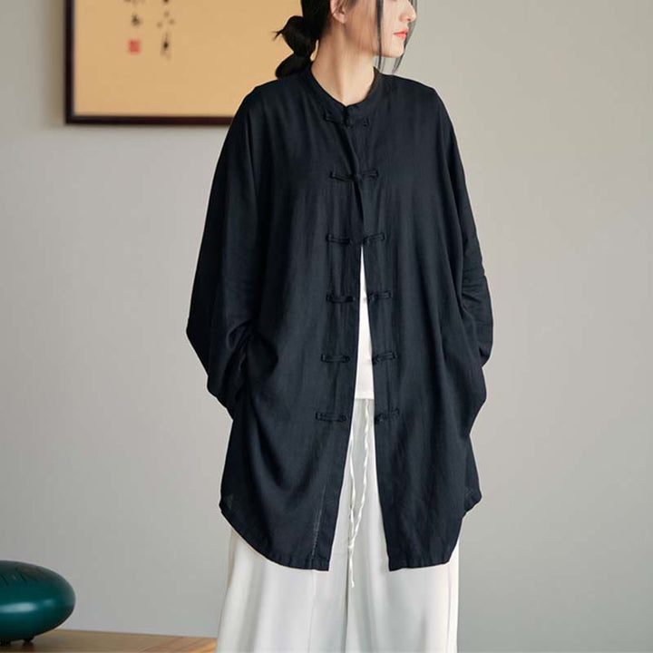 Buddha Stones無地 カエルボタンデザイン シャツ 禅 太極拳 瞑想用 トップス コットンリネン ジャケット - image 26