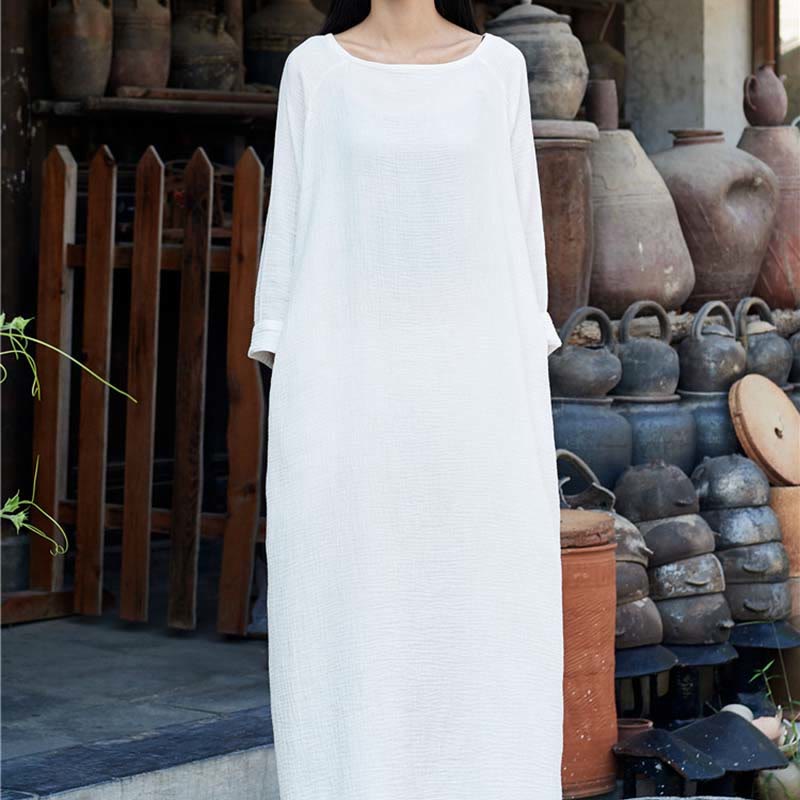 Buddha Stonesシンプルミディドレス コットンリネン 禅チュニックドレス ポケット付き - image 25
