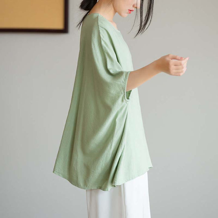 Buddha Stones無地 七分袖 トップス ルーズTシャツ - image 15