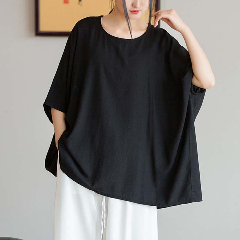 Buddha Stones無地 七分袖 トップス ルーズTシャツ - image 26