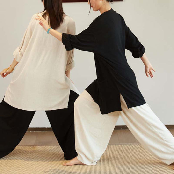 Buddha Stones無地 長袖 コート ジャケット トップス ワイドレッグパンツ 禅 太極拳 ヨガ 瞑想服 - image 13