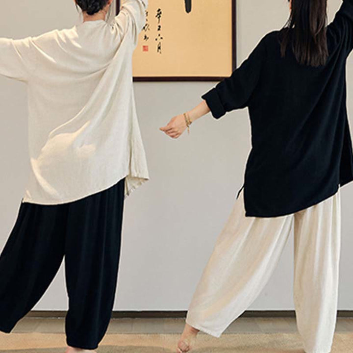 Buddha Stones無地 長袖 コート ジャケット トップス ワイドレッグパンツ 禅 太極拳 ヨガ 瞑想服 - image 12