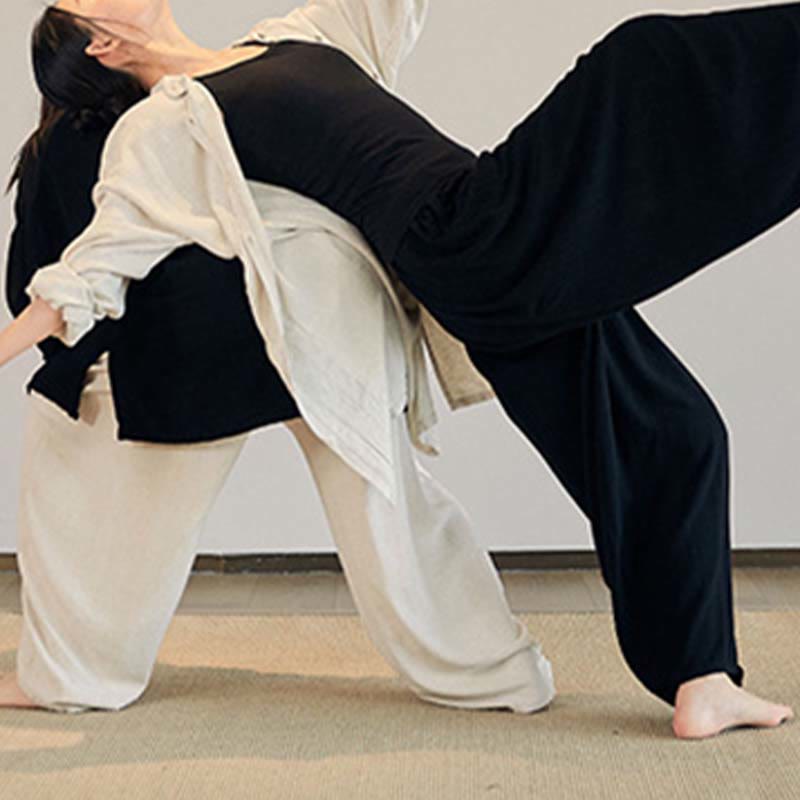 Buddha Stones無地 長袖 コート ジャケット トップス ワイドレッグパンツ 禅 太極拳 ヨガ 瞑想服 - image 14