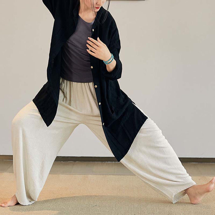 Buddha Stones無地 長袖 コート ジャケット トップス ワイドレッグパンツ 禅 太極拳 ヨガ 瞑想服 - image 16