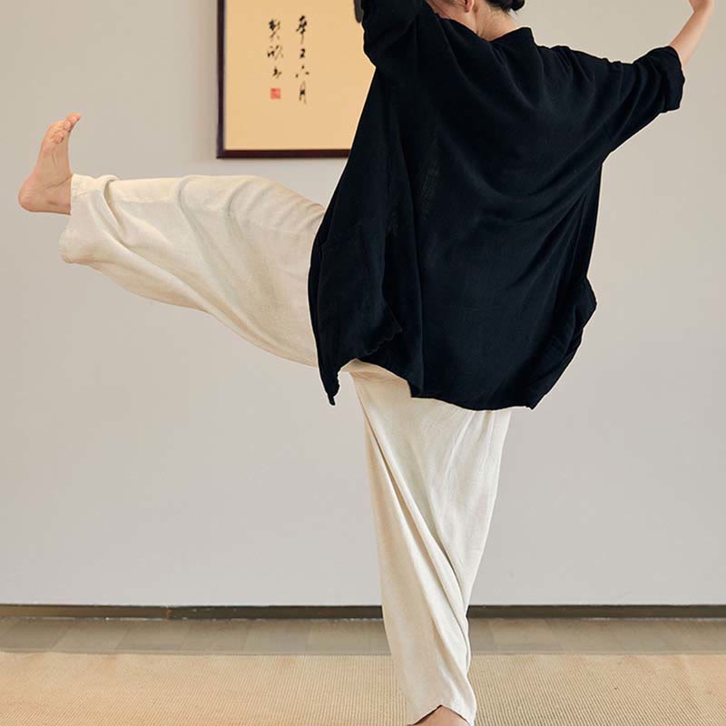 Buddha Stones無地 長袖 コート ジャケット トップス ワイドレッグパンツ 禅 太極拳 ヨガ 瞑想服 - image 15