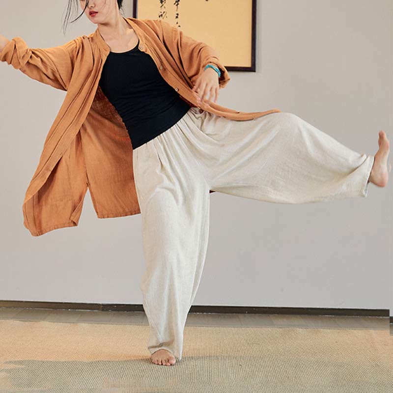 Buddha Stones無地 長袖 コート ジャケット トップス ワイドレッグパンツ 禅 太極拳 ヨガ 瞑想服 - image 31