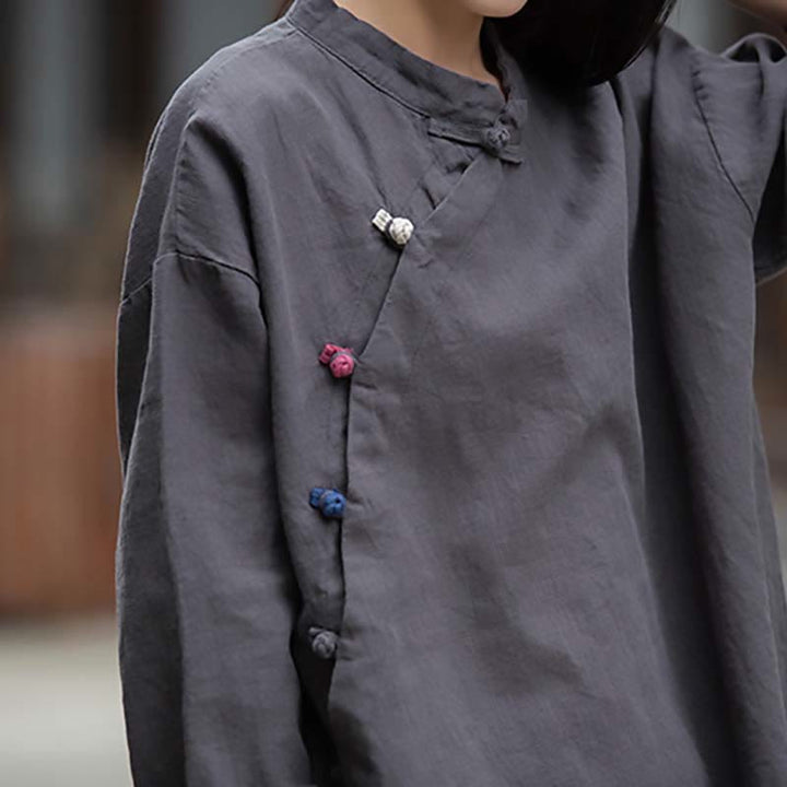 Buddha Stonesラミーリネンブラウスレディースシャツトップス中国漢服スタイル - image 7