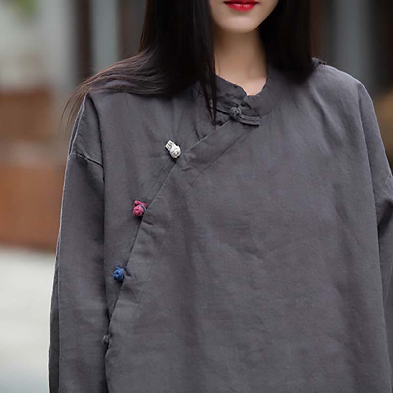 Buddha Stonesラミーリネンブラウスレディースシャツトップス中国漢服スタイル - image 6