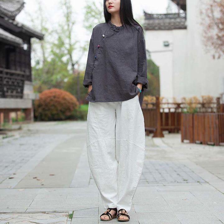 Buddha Stonesラミーリネンブラウスレディースシャツトップス中国漢服スタイル - image 9