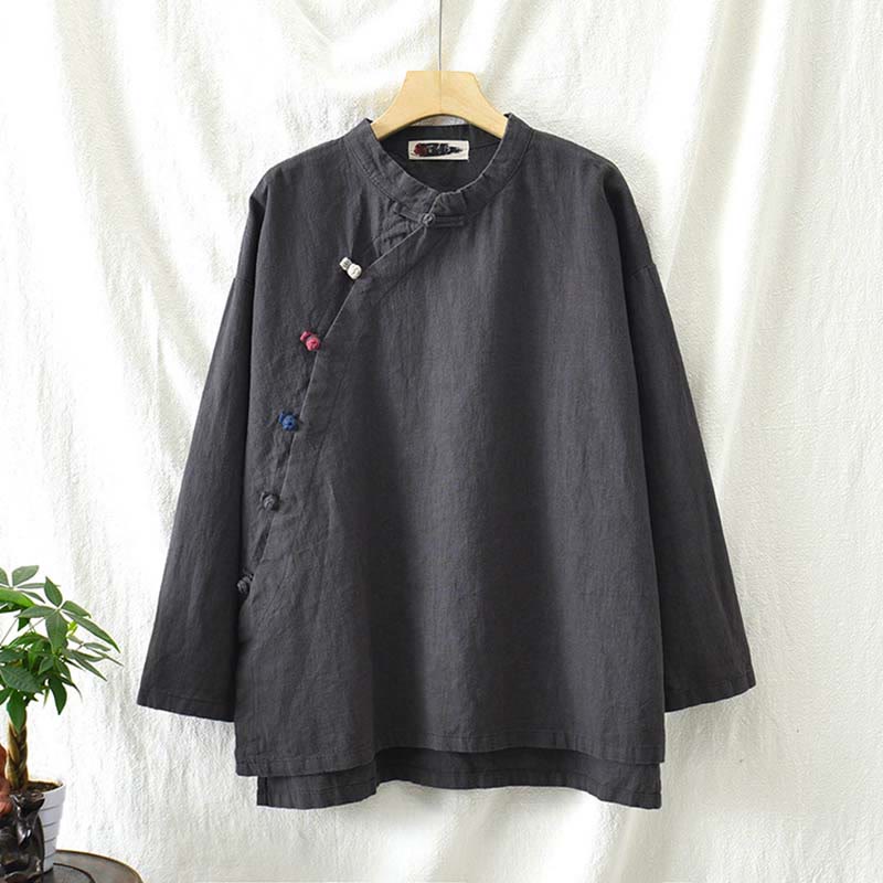 Buddha Stonesラミーリネンブラウスレディースシャツトップス中国漢服スタイル - image 10