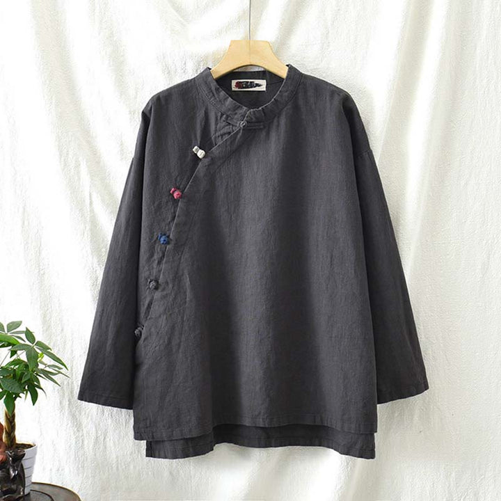 Buddha Stonesラミーリネンブラウスレディースシャツトップス中国漢服スタイル - image 10