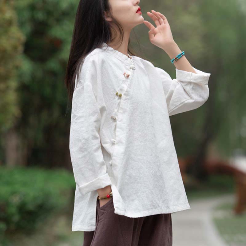 Buddha Stonesラミーリネンブラウスレディースシャツトップス中国漢服スタイル - image 13
