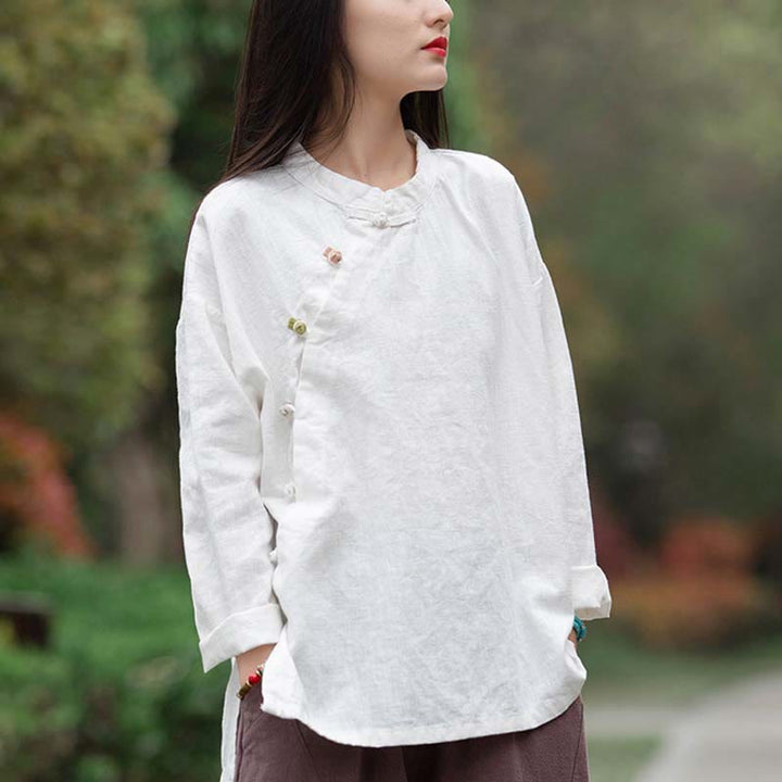 Buddha Stonesラミーリネンブラウスレディースシャツトップス中国漢服スタイル - image 14